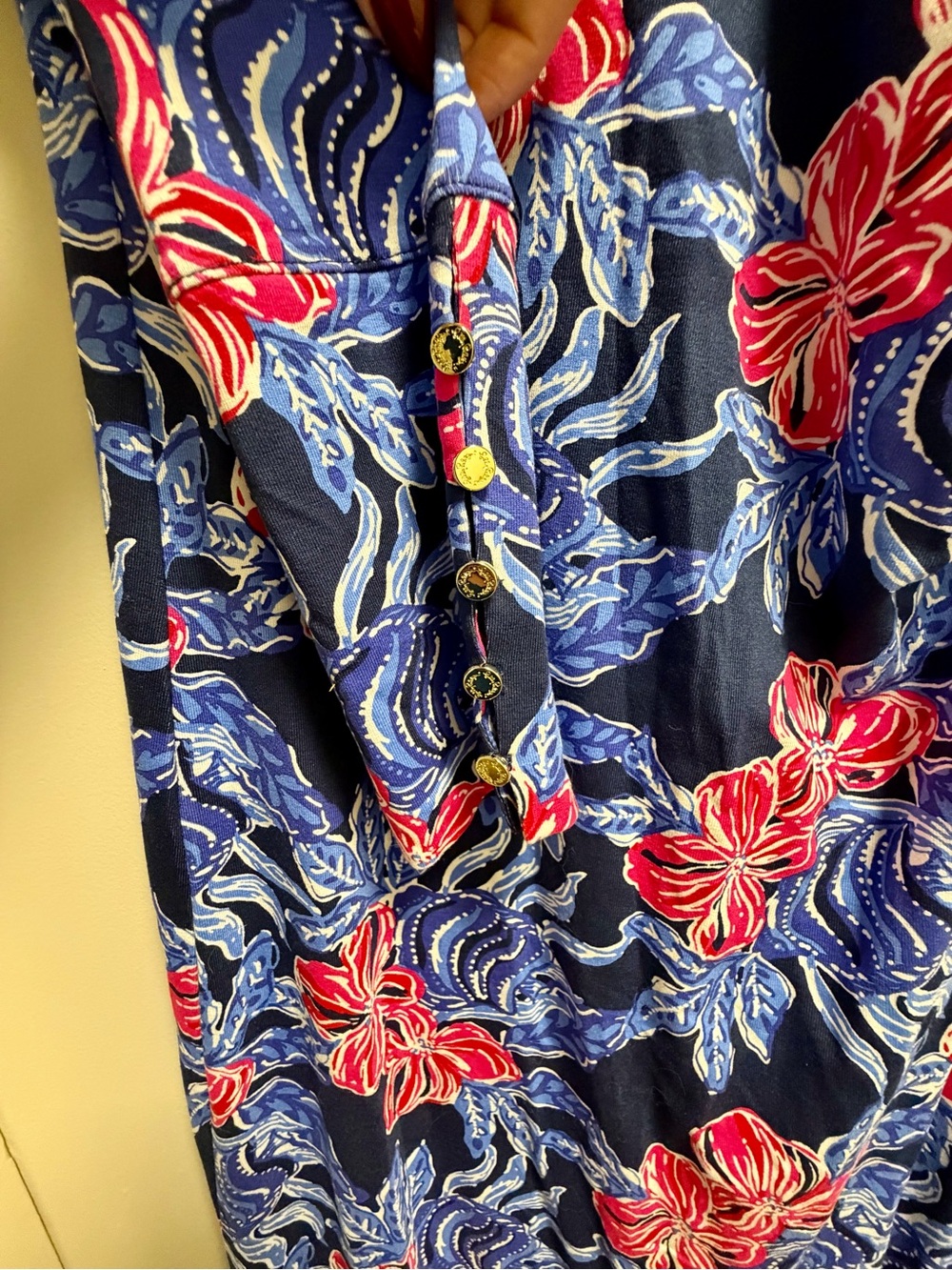 Lilly Pulitzer Bryson Maxi Dress Women’s Medium Low Tide Navy Floral Long Sleeve - Picture 7 of 11